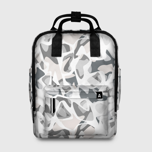 Женский рюкзак 3D с принтом Абстрактный пятнистый узор Камуфляж зимний, вид спереди #2
