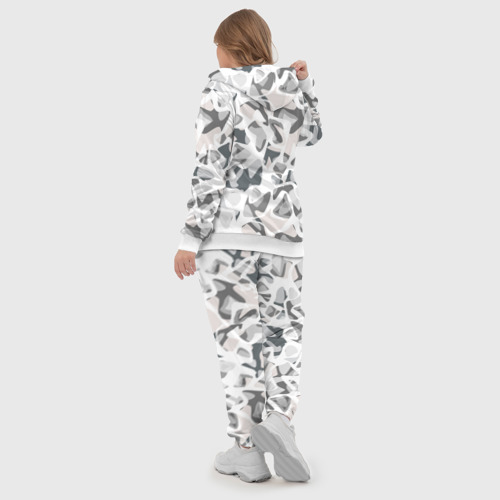 Женский костюм 3D с принтом Абстрактный пятнистый узор Камуфляж зимний, вид сзади #2
