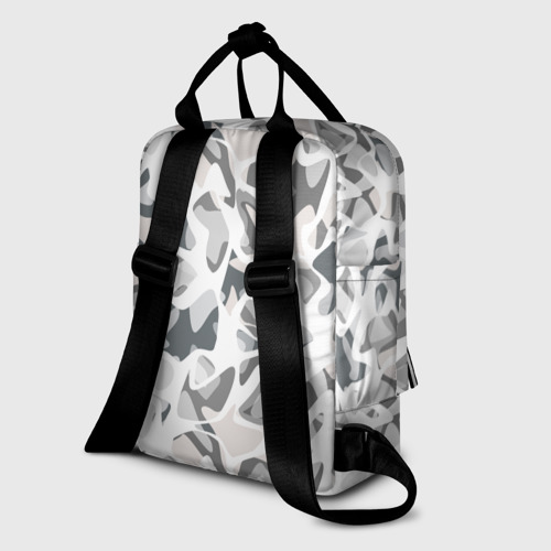 Женский рюкзак 3D с принтом Абстрактный пятнистый узор Камуфляж зимний, вид сзади #1