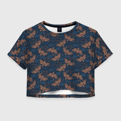 Ночная бабочка и черепа – Женская футболка Crop-top 3D с принтом купить