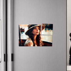 Плакат с принтом Нейросеть : девушка в шляпке - картина для любого человека, вид спереди №4. Цвет основы: белый