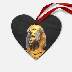 Деревянная игрушка Сердце Нейросеть - золотая египетская богиня