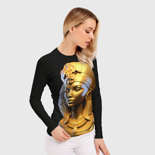 Женский рашгард 3D с принтом Нейросеть - золотая египетская богиня, фото на моделе #1