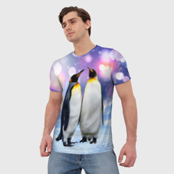 Мужская футболка 3D Пингвины на снегу - фото 2