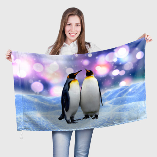 Флаг 3D Пингвины на снегу
