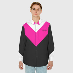 Мужская рубашка oversize 3D Firm черный с розовой вставкой - фото 2