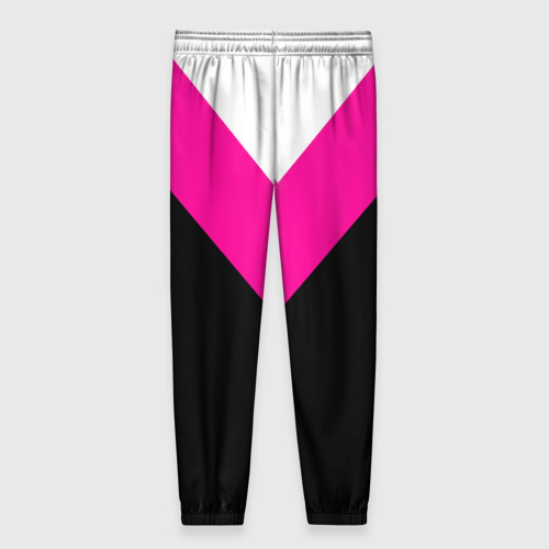 Женские брюки 3D с принтом FIRM черный с розовой вставкой, вид сзади #1