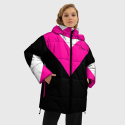 Женская зимняя куртка Oversize Firm черный с розовой вставкой - фото 2