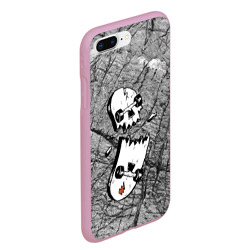 Чехол для iPhone 7Plus/8 Plus матовый Расколотый скейтборд - иллюзия черепа - фото 2
