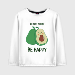 Детский лонгслив хлопок Don't worry be happy - avocado