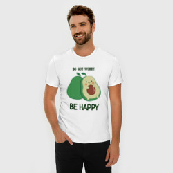 Мужская футболка хлопок Slim Don't worry be happy - avocado - фото 2