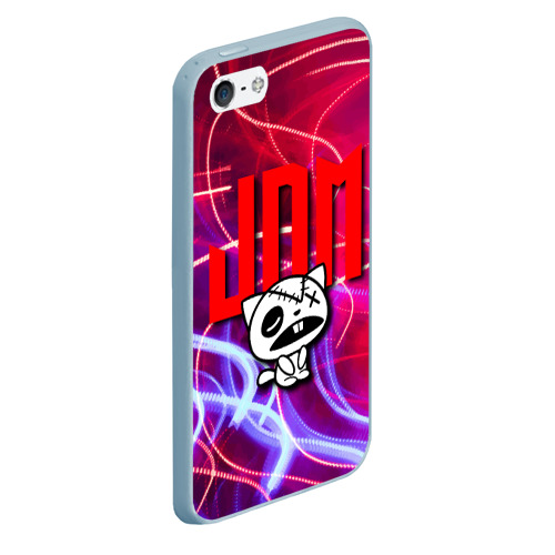 Чехол для iPhone 5/5S матовый JDM style - одноглазый котик, цвет голубой - фото 3