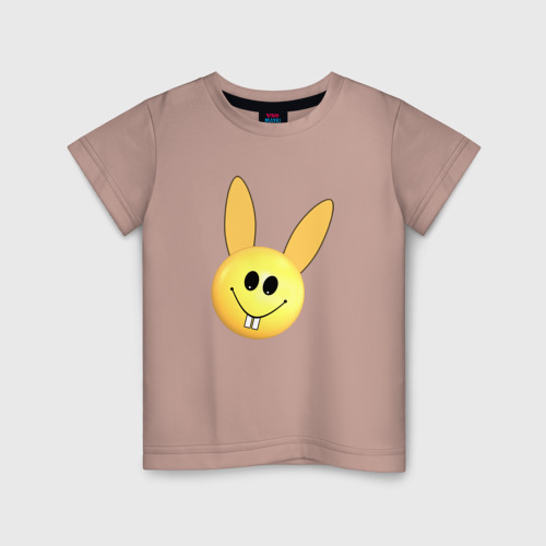 Детская футболка хлопок с принтом Кролик-смайлик, вид спереди #2