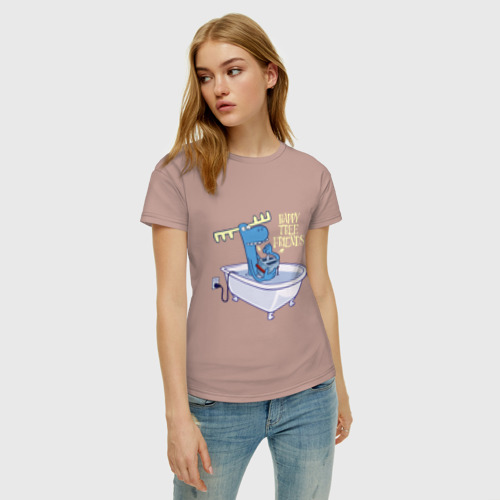 Женская футболка хлопок с принтом Lumpy - high voltage, фото на моделе #1
