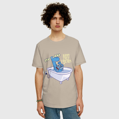 Мужская футболка хлопок Oversize Lumpy - high voltage, цвет миндальный - фото 3