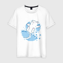 Мужская футболка хлопок Снежный котоик