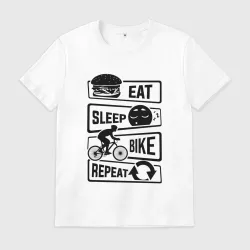 Мужская футболка хлопок Eat sleep bike repeat art