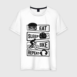 Мужская футболка хлопок Eat sleep bike repeat art