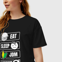 Женская футболка хлопок Oversize Eat sleep JDM repeat - фото 2