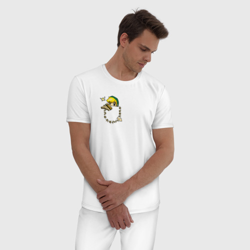 Мужская пижама хлопок Линк в кармане с флейтой, цвет белый - фото 3