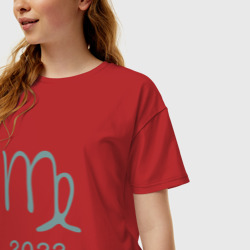 Женская футболка хлопок Oversize 2023 - дева - фото 2