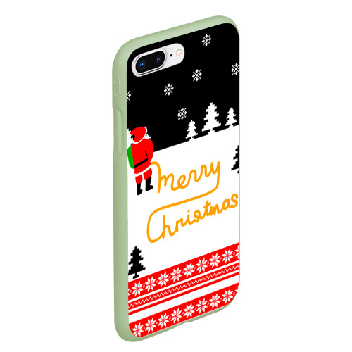 Чехол для iPhone 7Plus/8 Plus матовый Merry christmas - Санта Клаус, цвет салатовый - фото 3
