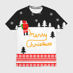 Мужская футболка 3D Merry christmas - Санта Клаус