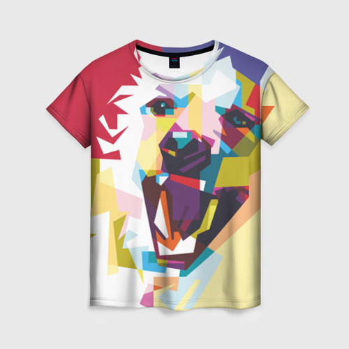 Женская футболка 3D с принтом Радостная собака в стиле поп-арт, вид спереди #2