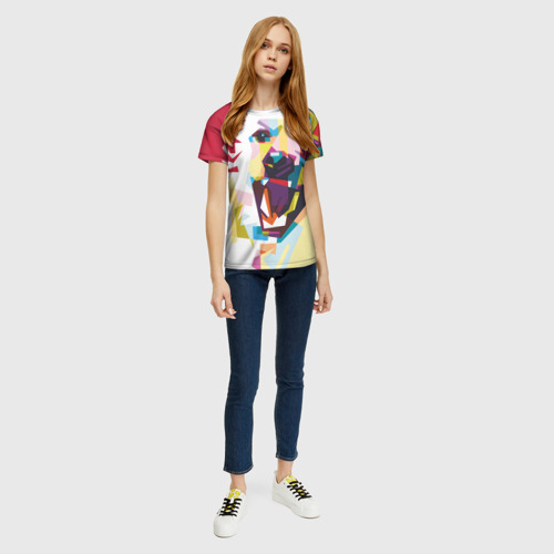 Женская футболка 3D с принтом Радостная собака в стиле поп-арт, вид сбоку #3
