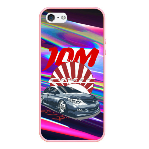 Чехол для iPhone 5/5S матовый Honda Civic - JDM style, цвет баблгам