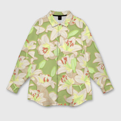Мужская рубашка oversize 3D Нежные цветы - лилии: цветной паттерн
