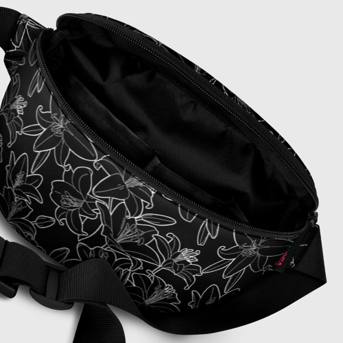 Поясная сумка 3D Нежные цветы - лилии: черно белыи - фото 7