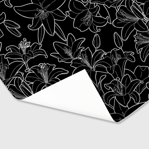 Бумага для упаковки 3D Нежные цветы - лилии: черно белыи - фото 3