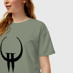 Женская футболка хлопок Oversize Quake II logo - фото 2