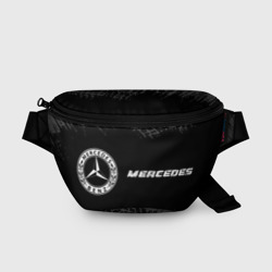 Mercedes Speed на темном фоне со следами шин: надпись и символ – Поясная сумка 3D с принтом купить