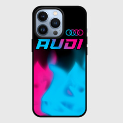 Чехол для iPhone 13 Pro Audi - neon gradient: символ сверху