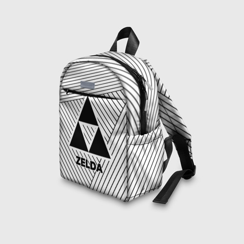 Детский рюкзак 3D с принтом Символ Zelda на светлом фоне с полосами, вид сбоку #3
