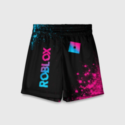 Детские спортивные шорты 3D Roblox - neon gradient: надпись, символ