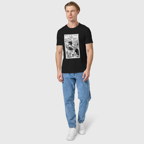 Мужская футболка хлопок Аниме человек бензопила Дэндзи, цвет черный - фото 5