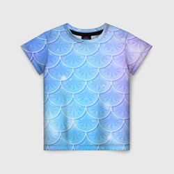 Голубая чешуя русалки - паттерн – Детская футболка 3D с принтом купить со скидкой в -33%