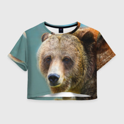 Русский бурый медведь – Женская футболка Crop-top 3D с принтом купить