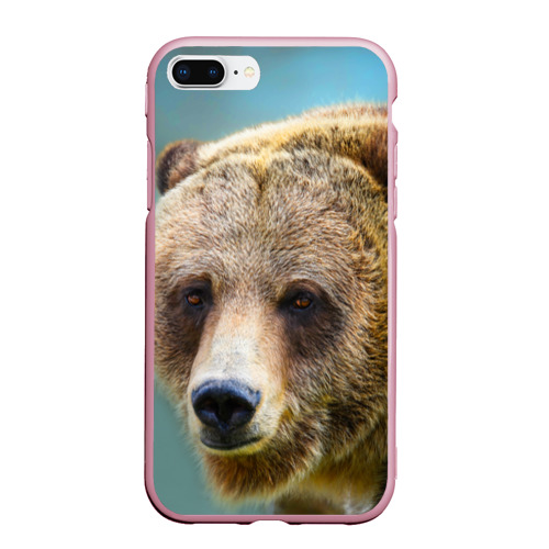 Чехол для iPhone 7/8 Plus матовый с принтом Русский бурый медведь, вид спереди №1