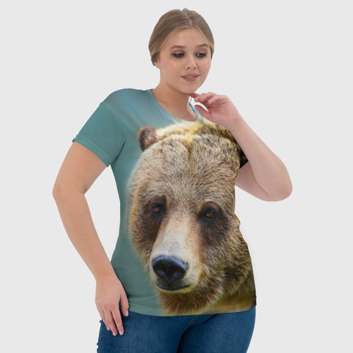 Женская футболка 3D с принтом Русский бурый медведь, фото #4