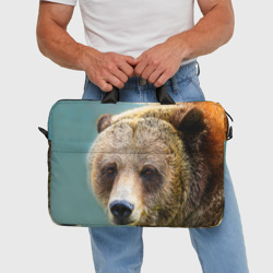 Сумка с принтом Русский бурый медведь для любого человека, вид спереди №3. Цвет основы: белый