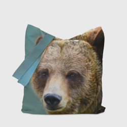 Шоппер с принтом Русский бурый медведь для любого человека, вид спереди №3. Цвет основы: белый