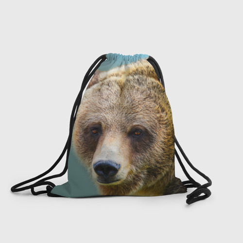 Рюкзак-мешок с принтом Русский бурый медведь, вид спереди №1
