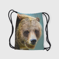 Рюкзак с принтом Русский бурый медведь для любого человека, вид сзади №2. Цвет основы: белый