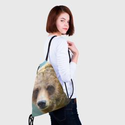 Рюкзак с принтом Русский бурый медведь для любого человека, вид спереди №4. Цвет основы: белый