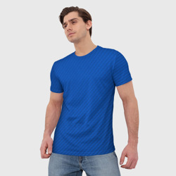 Мужская футболка 3D Плетёная синяя ткань - паттерн - фото 2