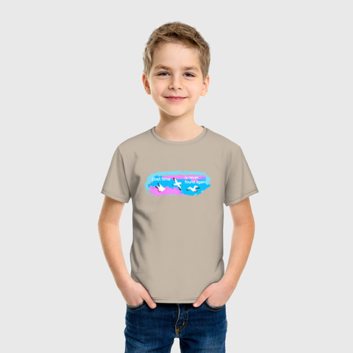 Детская футболка хлопок с принтом Чайки надпись, фото на моделе #1